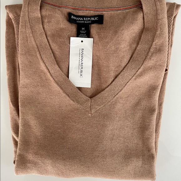 Men’s Banana Republic Silk/Cashmere/Cotton Brown B-Neck Swester M